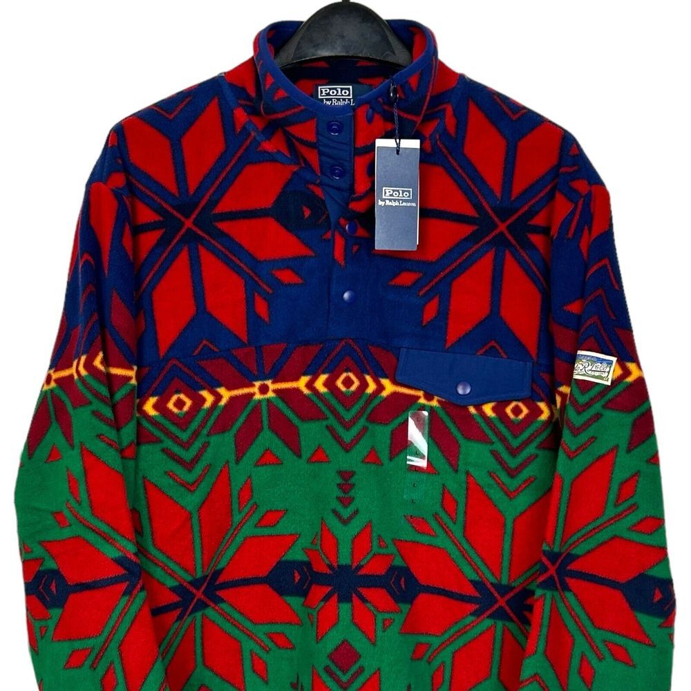 NEW Polo Ralph Lauren Men's Medium SNOWFLAKE Nordic Fair Isle Snap Fleece Jacket